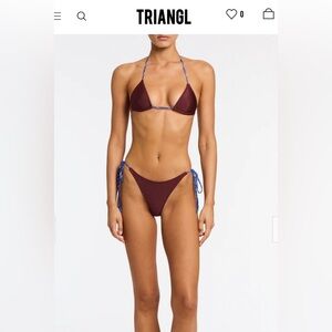 TRIANGL Vinca Faro Neoprene Bikini Set – Burgundy/Brown + Backpack | S |  NWT
